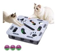 Felt Cat Toy Maze Box,Cat Puzzle Felt Maze Box Toys, Interactive Nail File Scratch with 3 Bell Balls, Stimulate Kittern Energy and Instincts (gray,Square)