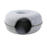 Felt Cat Tunnel Cave Bed Removable Portable with Zipper Save Space Cozy Dark Grey- 50cmx20cm Light Grey