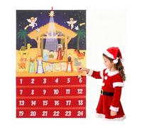 Felt Christmas Advent Calendar, Red Christmas Countdown Calendar with 24 Pockets Hanging Pendant Countdown Calendar for Xmas Home Decoration