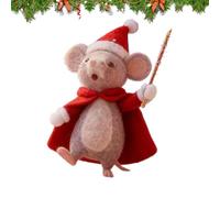 Felt Christmas Mouse, 8cm Handmade Felt Tree Ornament, Stylish Mini Collectible Figurine, White Animal Pendant, Decoration for Home and Parties