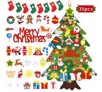 Felt Christmas Tree, DIY Christmas Tree for Toddlers, Wall Christmas Tree with Light, Christmas Tree with 35pcs Ornament, 3.35ft DIY Christmas Tree Set for Kids,New Year/Christmas Decorations
