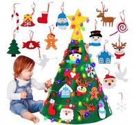 Felt Christmas Tree - Felt Material, 16 Removable Ornaments, 9.8 ft LED Light Cord, Educational Children's Decoration, Christmas Wall Tree for Children in the Classroom, Holiday Celebrations