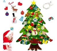 Felt Christmas Tree For Kids,Monte-ssori Christmas Tree for Kids, Monte-ssori Christmas Tree Felt with Lights,D-IY Felt Christmas Tree,with 21Pcs Christmas Ornaments,Home Door Window Decor Kit