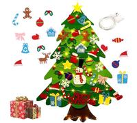 Felt Christmas Tree for Toddlers, Kids Christmas Tree, with 32pcs Detachable Trees Ornaments,3D Felt Xmas with Lights, Wall-Mounted Decor, for Kids Home Door Window Decor (Fur Ball 5m lamp)