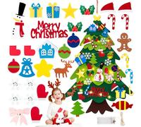Felt Christmas Tree Set for Toddlers Kids with 3m/9.8ft Led String Light, 3.2ft/98cm Wall Hanging DIY Christmas Tree with 32 Detachable Ornaments for Xmas Home Decoration