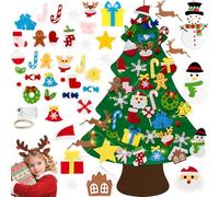 Felt Christmas Tree Set for Toddlers Kids with 5m/16.4ft Led String Light, 3.2ft/98cm Wall Hanging DIY Christmas Tree with 40 Detachable Ornaments for Xmas Home Decoration