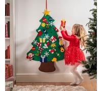mysmartbuy.com Felt Christmas Tree - Wall or Door Hanging Festive Xmas Home DIY Decoration with 29 Press On Removable Detachable Ornaments for Toddlers, Kids, Children - Measures H100 x W70cm