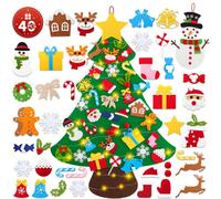 Felt Christmas Tree With Felt Snowman, 100 Cm Diy Christmas Craft Set, Christmas Tree With 40Pcs Removable Ornaments Decoration