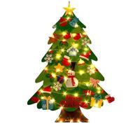 Felt Christmas Tree With Lights For Toddler, DIY Felt Christmas Tree Set With 21pieces Detachable Ornaments, Including Santa Claus, Snowman, Snowflakes, Stockings, Hats, Candy, Bells
