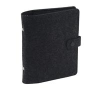 Felt Cloth 4-Ring Journal Binder 18.5x23cm Card Pocket & Elastic Pen Slot Included Portable Felt Planner Cover