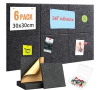 Felt Cork Bulletin Board for Wall 90x60cm, 6 Pack Self-Adhesive Felt Wall Tiles with Colored Pushpins,Felt Notice Pin Boards for Home Office School,As Planning Board Photo Wall Board Jewelry Storage