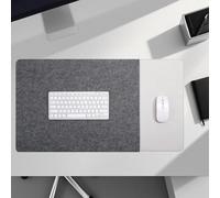 Felt Desk Pad Leather Mouse Mat, Large Work Write Desk Protector with Non-Slip Based, Wear Resistant Table Cover Foldable Desktop Pads for Office Home Game (Dark Grey/Grey,100x50cm)