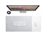 Felt Desk Pad, Non-Slip Mouse Mat for Keyboard Laptop Computer, Scratch-Resistant Writing Work Study Desktop Tabletop Protector Accessories Table Cover (Light Grey/White,90x40cm)