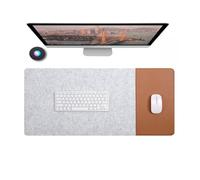 Felt Desk Pad, Non-Slip Mouse Mat for Keyboard Laptop Computer, Scratch-Resistant Writing Work Study Desktop Tabletop Protector Accessories Table Cover (Light Grey/Brown,100x40cm)