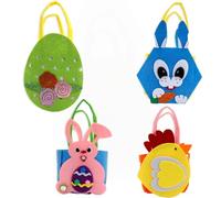 Felt Easter Bunny Basket, Kids Egg Bag Felt Animal Tote with Handles for Easter Egg Hunt, Kids Party Supplies and Games (Rabbit Style,Hen Model,Rabbit Style,Easter Egg Style)