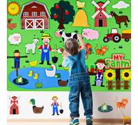 Felt Farm Play Board, The MiniFarm Farmhouse & Animal Pattern Felt Board Set (41x30 Inch), DIY Storytelling and Early Learning Toy for Kids, Wall Hanging Educational Felts Boards for Toddlers (#1)
