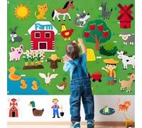 Felt Farm Play Board, The MiniFarm Farmhouse & Animal Pattern Felt Board Set (41x30 Inch), DIY Storytelling and Early Learning Toy for Kids, Wall Hanging Educational Felts Boards for Toddlers (#3)