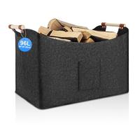 Felt Firewood Basket 96L Foldable,Log Basket for Wood Burner Indoor, Firewood Basket Indoor, Extra Thick Felt, Wood Basket for Firewood, Reinforced Handle, for Shopping, Wood, Newspaper or Firewood