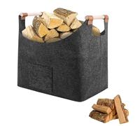Felt Firewood Storage Basket - Durable and Reusable Fireplace Log Carrier, Soft Sturdy Tote, Multipurpose Wood Holder | Firewood Basket for Indoor, Outdoor, Winter, Living Room, Cabin, Home Fireplace