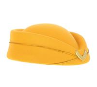 Felt Flight Attendant Hat Yellow Women’S Air Stewardess Costume Beret for Halloween Stage Performance Cosplay