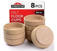 Felt Floor Cups X-Protector - Furniture Felt Castors Cup 8 PCS Ø60mm - Floor & Furniture Protector Cups for Chair & Sofa Legs - Prevent Scratches with Our Non Slip Wooden Coasters for Hardwood Floor!