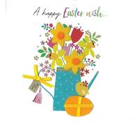 Felt Flowers Easter Wishes Floral Hand-Finished Greeting Card EFT011
