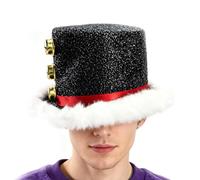 Felt Frayed Christmas Hat - 32cm Santa Hat, Santa Headwear with White Fluff and 3 Bell | Festive Red Cap with White Fluff, Funny Party Hats for Men & Women, Ideal for, New Year & Cosplay