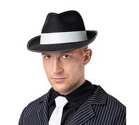 Felt Gangster Hat - Black with white band Adult Fancy Dress Accessory