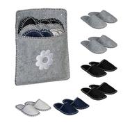 Felt Guest Slippers 6 Pairs Non-Slip House Shoes Storage Bag Flower Size 36-45