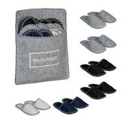Felt Guest Slippers 6 Pairs Non-Slip House Shoes Storage Bag Size EU 36-45