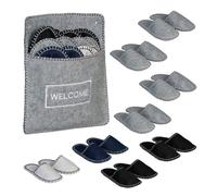 Felt Guest Slippers 6 Pairs Non-Slip House Shoes Storage Bag Welcome Size 36-45