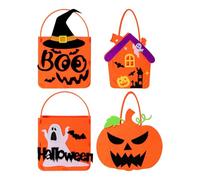Felt Halloween Treat Bags, Pumpkin Ghost Bat Witch Hat Favor Bag | Spooky Cute Felt Reusable Goodie Tote Bucket for Classroom Party Favors Candy Snack Chocolate Storage Halloween Kids