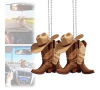 Felt Hat And Boot Acr Pendant Versatile Charm Cowboy theme Keychain For Car Mirror,Backpacks Party,Gift&Country Decor