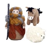 Felt Holiday Ornaments - Wool Shepherd Figurine Art, Charming Felted Nativity Doll Decorative Craft Set | Creative Handmade Character Décor for Family Kids Adults Winter Seasonal Party Displays