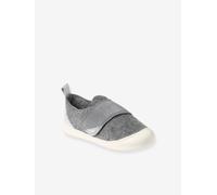 Felt Indoor Shoes with Hook-and-Loop Strap, for Babies marl grey