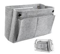 Felt Insert Bag Organizer Insert,24 x 8 x 15 cm Portable Felt Organizer Bags with Multiple Compartments,Grey Bag Liners for Handbags,Organiser Insert for Purse,Luggage and Travel Bags