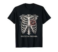 Felt It in The Ribs Guitar Strings Ribcage Speaker Audio Art T-Shirt