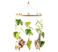 Felt Jungle Mobile - Crib Hanging Decor with Lion & Giraffe | Soft Felt Animal Set, Neutral Gender Design, Gentle Hanging Motion, Calming Visual Stimulation, Safe Lightweight Materials, f