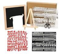 Felt Letter Board, 10 x 10 Inch (Approx. 25.4 x 25.4 cm) Interchangeable Letter Board with White Letters, Christmas Signs and Wooden Designers for Announcements, Birthday Decorations in the Home