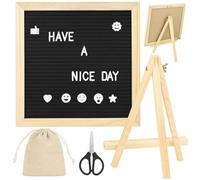 Felt Letter Board, 10 x 10 Inch Changeable Letter Board with 340 Letters, Numbers, Symbols, Square Wood Frame Message Sign Board with Stand, for Baby Announcements Memo Home Office Party Decoration