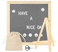 Felt Letter Board, 10 x 10 Inch Changeable Letter Board with 340 Letters, Numbers, Symbols, Square Wood Frame Message Sign Board with Stand, for Baby Announcements Memo Home Office Party Decoration