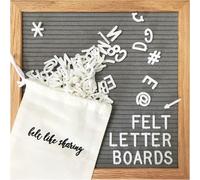 Felt Letter Board, 10x10in Changeable Letter Board with Letters White 300 Piece - Felt Message Board, Oak Frame Wooden Letter Board for Baby Announcements, Milestones, Office Decor & More (Gray)
