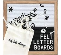 Felt Letter Board, 10x10in Changeable Letter Board with Letters White 300 Piece - Felt Message Board, Oak Frame Wooden Letter Board for Baby Announcements, Milestones, Office Decor (Black & White)…