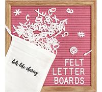 Felt Letter Board, 10x10in Changeable Message Board with 300 Piece Letters - Oak Wooden Frame for Baby Announcements, Milestones, Office Decor & More (Hot Pink)
