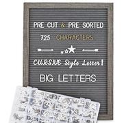 Felt Letter Board 12x16 Inch Rustic Wood Frame,Pre Cut & Sorted 725 Letters with Stand, Dark Grey Changeable Letter Boards Message Board Sign, Classroom Decor Farmhouse Wall Decor Sign Board