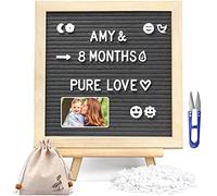 Felt Letter Board, Message Board Adjustable Stand, More Than 340 Letters and, for Menus, Pregnancy Announcement, Weddings, Party Planning(10 * 10)