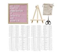 Felt Letter Board Set - Changeable Message Sign | 10x10 Inch Oak Wood Frame, 300 White Letters & Symbols, Canvas Bag, Stand, Ideal For Announcements, Home Decor, Kitchen Menus, And