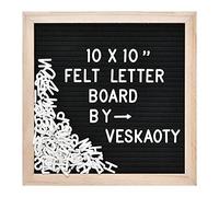 Felt Letter Board with 294 Letters, Numbers & Symbols - 10 x 10 inch Changeable Message Board with Wooden Frame Wall Mount Hook, Black & Wood