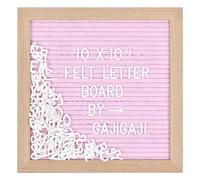 Felt Letter Board with 294 Letters, Numbers, Symbols - 10x10 inch Changeable Message Board with Wooden Frame Wall Mount (Pink)