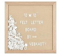 Felt Letter Board with 460 Letters, Numbers & Symbols - 12 x 12 inch Changeable Message Board with Wooden Frame Wall Mount Hook (Beige)